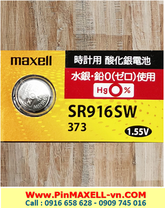 Maxell SR916SW _Pin 373; Pin đồng hồ Maxell SR916SW Pin 373 Silver Oxide 1.55v (Loại Vỉ 1viên)